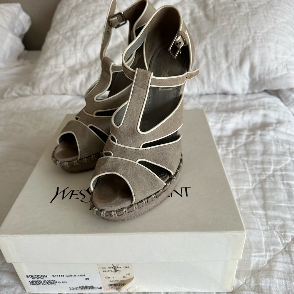 Saint Laurent Suede Sandal Heels
